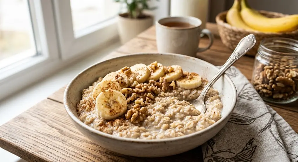 ترکیب اوتمیل، موز و گردو
